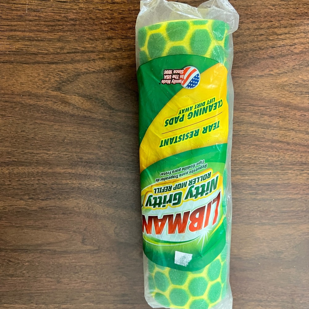 Libman Nitty Gritty Roller Mop Refill 02011 Green Yellow Sponge Tear Resistant‎